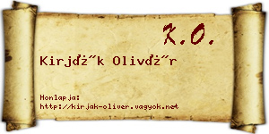 Kirják Olivér névjegykártya