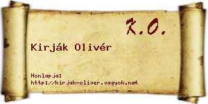 Kirják Olivér névjegykártya